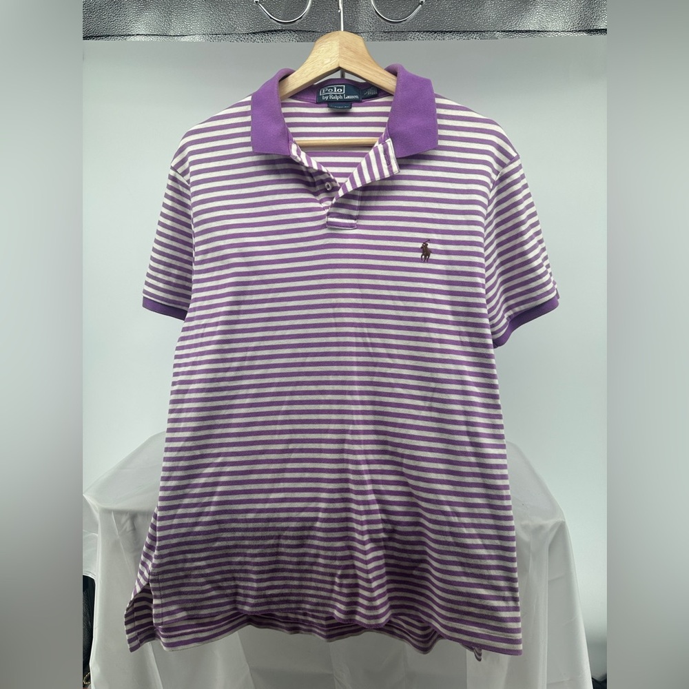 Polo Ralph Lauren purple striped polo tshirt